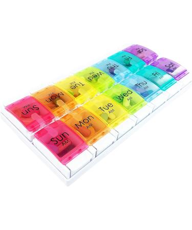 JFA Weekly Pill Box Organizer for Medicines & Vitamins | 7-Day Reminder, 2 Compartments per Day, Multicolor | 1 Count - Buy Online on GoSupps.com