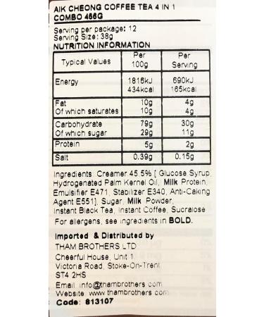 Aik Cheong Teh Tarik Combo 4 in 1 Cham (12 sachets x 38g) 456g Packs of 2 by Food Sanctuary - Buy Online on GoSupps.com