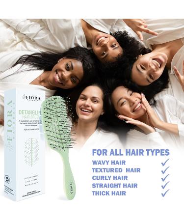 Fiora Naturals Detangler Brush - Gentle Detangling for Curly, Straight, Black Hair - Eco-Friendly - Suitable for Men, Women, Kids - Dry and Wet Hair - Buy Online on GoSupps.com