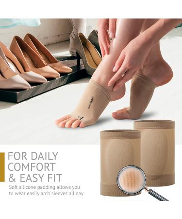 Arch Support Sleeves - Plantar Fasciitis Relief Brace - Foot Arch Supports for Flat Feet - 1 Pair Beige - Buy Online on GoSupps.com
