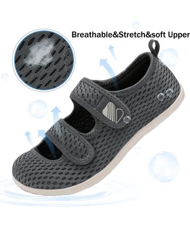 Besroad Adjustable Wide Diabetic Slippers - Lightweight Non-Slip Sneakers Sandals for Women/Men - Light Gray - Size 8.5-9.5 Women/6.5-7.5 Men - Buy Online on GoSupps.com