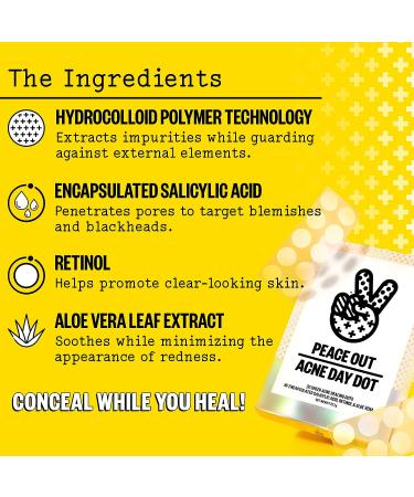 PEACE OUT Acne Day Dot | 6-Hour Fast-Acting Pimple Patch with Salicylic Acid | Clear Breakouts & Blemishes in Hours (20 Dots) - Buy Online on GoSupps.com
