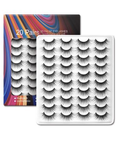 IKVVOM 20 Pairs False Lashes Dramatic Lashes Volume Natural Look Wispy Cat Eye Multipack (Dramatic)