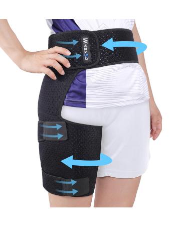 Hip Brace for Sciatica Hip Flexor Compression Wrap for Sciatica Pain Relief Hip Support for Groin Thigh Hamstring Pulled Muscle Injury Sciatic Nerve Brace For Men and Women Blue Blue One Size