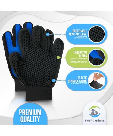 PetPurrfect Premium Grooming Gloves | 2-in-1 Hair Remover & Bathing | Rubber Brush for Pet Hair | Dog Washing & Cat Fur Remover Pair - Buy Online on GoSupps.com