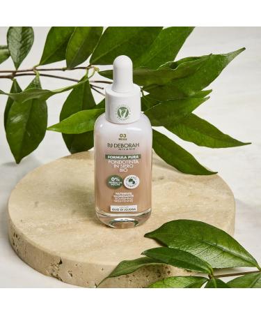  DEBORAH Deborah Milan - Pure Formula Organic Serum Foundation No. 03 Beige with a blend of organic oils SPF 20 fluid and lightweight texture for an even complexion and a no-makeup effect - Buy Online on GoSupps.com