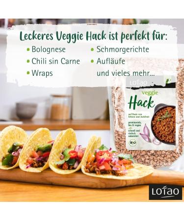 Lotao Veggie Hack Bio (1000g) - High-Protein Vegan Meat Substitute | Sustainable Pea Protein & Jackfruit for Bolognese Burgers Chili & More - Buy Online on GoSupps.com