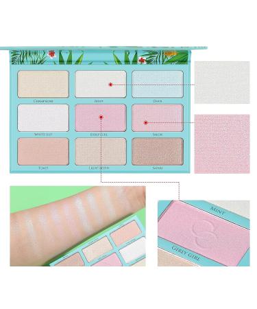 Docolor Tropical Highlighter Palette - 9 Shades of Metallic Shimmer Face Illuminator Kit - Buy Online on GoSupps.com
