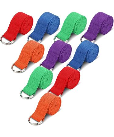 10 Pcs Yoga Strap 6Ft Exercise Stretch Bands for Flexibility with Adjustable D Ring Buckle - Non Elastic Yoga Belt for Pilates & Fitness - Buy Online on GoSupps.com