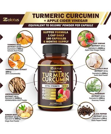 7-in-1 Premium Turmeric Curcumin + Apple Cider Vinegar Capsules - 6 Month Supply with Ashwagandha & Ginger - 95% Standardized Curcuminoids for Joint Support - Buy Online on GoSupps.com