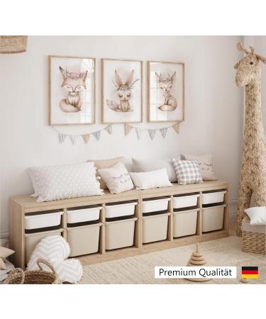 Lavema Baby Room Decoration Poster - Boho Forest Animals Art for Girls | A4 Wall Pictures for Children s Rooms | Beige Nursery Decor - Buy Online on GoSupps.com