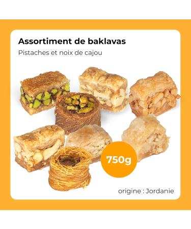Baklavas 750 g 68 Pieces I Assortment of Baklavas with pistachios and cashews I Elegant gift box I No preservatives no addit - Buy Online on GoSupps.com