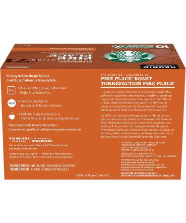 STARBUCKS PIKE PLACE Roast Medium Roast Ground Coffee K-CUP Pods 10 ct Box Pike Place 125 g (Pack of 1) - Buy Online on GoSupps.com