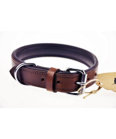 Premium Leather Sniffing Fans Dog Collar - Padded Robust & Adjustable for Large Medium & Small Dogs (XL 46-55cm Brown) - Buy Online on GoSupps.com