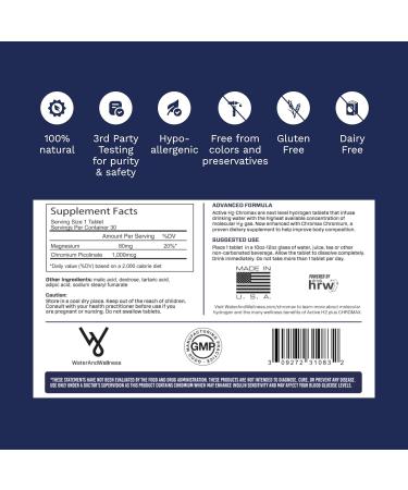 Active H2+ Chromax Hydrogen Water Tablets with Chromium Supports Metabolism and Energy Molecular Hydrogen and Chromium Supplement 30 Tablets - Buy Online on GoSupps.com