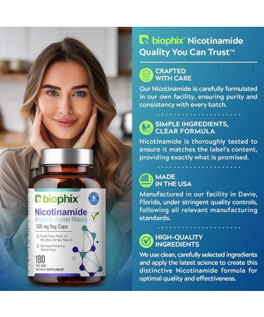 biophix B-3 Nicotinamide 500 mg 180 Vcaps - Free Vitamin C-1000 30 Tablets - Nicotinic Amide Niacin Natural Flush-Free Vitamin Formula - Supports Skin Cell Health - Buy Online on GoSupps.com