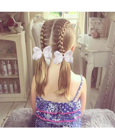 2Pcs 6 Inch Ribbon Hair Bow Clips - White Hair Bows Barrettes for Girls/Women - Perfect for Ponytail, Cheerleading, Hair Styling - Ideal for Birthday, Christmas, Valentine, Wedding - Buy Online on GoSupps.com