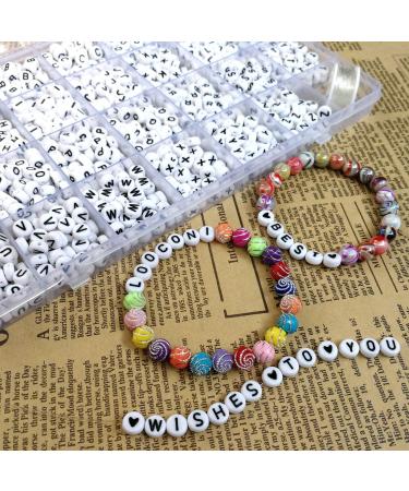 Amaney 1400pcs 4x7mm White Acrylic Alphabet Letter Beads - Heart Pattern with Crystal Line for Jewelry Making - Buy Online on GoSupps.com
