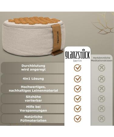 Glappage Berlin Health Collection: Luxury Acupressure & Yoga Cushion - Reversible Sustainable Linen 32x15cm Adjustable Height - Buy Online on GoSupps.com