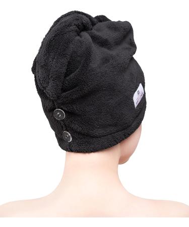 American Soft Linen Non Microfiber Hair Towel for Women - Black, 1 Pack | Hair Turban Wrap for Long Curly Anti-Frizz Hair - Buy Online on GoSupps.com
