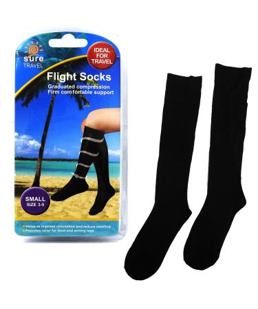 Sure Travel Unisex Compression Socks for Men and Women Comfortable Fit Size L Black