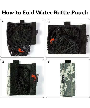 Buy Bassdash Tactical MOLLE Water Bottle Bag - Foldable Mesh Holder with Carabiner for Travel Fishing Hiking & Outdoor Activities | Jungle Camouflage - Buy Online on GoSupps.com