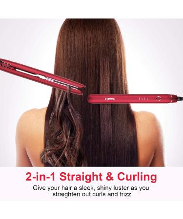 Professional Salon Hair Straightener & Heat Protector - 2 in 1 Tourmaline Ceramic Flat Iron for All Hair Types - Adjustable Temperature High Heat - Pink - Buy Online on GoSupps.com
