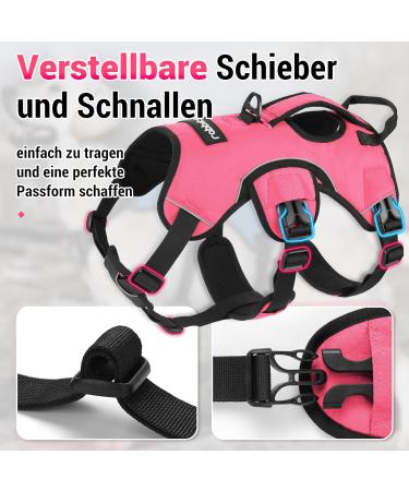 Rabbitgoo Breaking-Safe Dog Harness for Medium Dogs - Adjustable Breathable Padded Vest with Handle - Ideal for Training & Safety - Pink - Buy Online on GoSupps.com