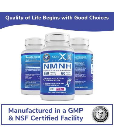 Genex Formulas 250mg NMNH (60 Capsules - 30 Servings) | Uthpeak NMNH (Dihydronicotinamide Mononucleotide) NAD+ Precursor for Healthy Aging - Non-GMO Gluten-Free Vegetarian - Buy Online on GoSupps.com