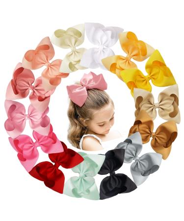 JOYOYO 14Pcs 8 Inches Huge Bows for Girls Big 8 Hair Bow Alligator Clips for Girls Toddlers Teens Cheerleader
