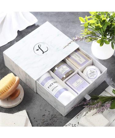 Spa Gift Set - Natural Lavender Bath Bomb Bath Salt Hand Soap Scented Candle & Face Cloth - Perfect Gift for Her - Buy Online on GoSupps.com