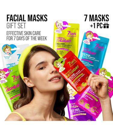 7Days Face Masks Skincare Gift Set - Calendar Face Mask Beauty Gift Set for Women - Sheet Masks Set Moisturising Brightening Nourishing Hydrating Soothing Refreshing 8pc - Buy Online on GoSupps.com