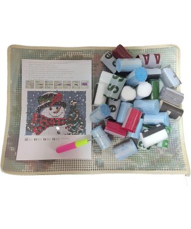Christmas Snowman Latch Hook Rug DIY Kit - 20.5X15 Inch - Canvas Print - Crochet Yarn - Holiday Decoration & Activity - Buy Online on GoSupps.com