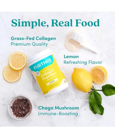 Further Food Lemon Collagen Peptides Powder - 100% Grass-Fed Hydrolyzed Type 1 & 3 20g of Collagen per Serving Supports Skin Hair Nails & Joints 10.5 Oz - Buy Online on GoSupps.com