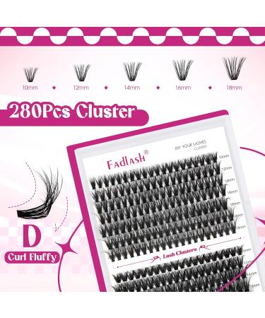 Fadlash Individual Eyelash Clusters - 280 Bundles | 0.07d | DIY Volume Extensions 10-18mm | 40D+50D 3D Effect - Buy Online on GoSupps.com