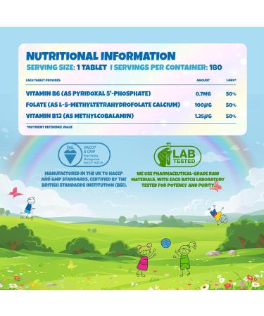 Health4All Kids Methyl B's 180 Tablets - Stress & Mood Support for Children - Vegan Sublingual B12, 5-MTHF, B6 - 180 Count - Buy Online on GoSupps.com