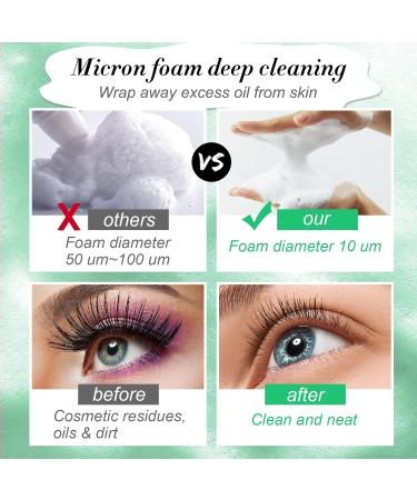 Eyelash Extension Shampoo 50ml + Brush and Mascara Wand Foaming Eyelid Cleanser Eyelash Extension Cleanser Foam Eyelash Wash and Eyelash Bath for Extensions (Green) - Buy Online on GoSupps.com