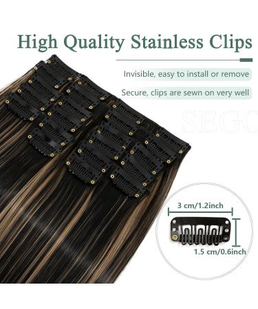 SEGO 12 PCs Clip In Hair Extensions - Real Hair 22 Clips 55 cm Natural Black & Coffee Brown 180g - Affordable & Smooth Full Head Solutions - Buy Online on GoSupps.com