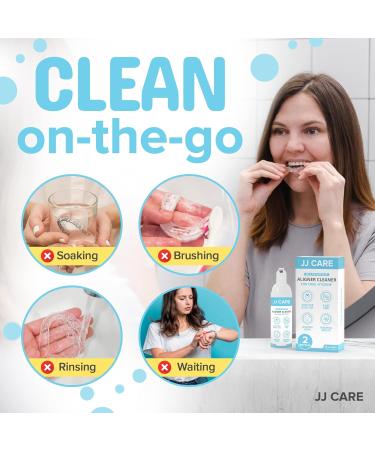 JJ CARE Aligner Cleaner Pack of 2 - 80ml Lemon-Flavored Invisalign & Retainer Cleaner for Breath Freshener - Teeth Aligner Foam - Buy Online on GoSupps.com