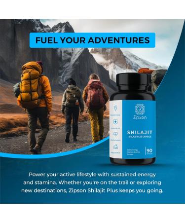 ZIPSON Shilajit for Men & Women | 90 Capsules | Himalayan Formula for Extra Power Stamina & Immune Support | with Natural Fulvic Acid | Non-GMO | 500mg Per Serving - Buy Online on GoSupps.com