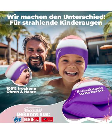 Kidverse Long Hair Bathing Cap for Girls 6-9 Years | Anti-Slip UV Protection Waterproof Swim Cap | Cute Pink-White-Blue Design - Buy Online on GoSupps.com