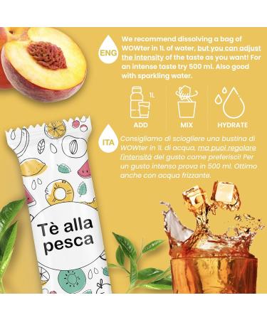 Wowter by AMZ Better: Sugar-Free Peach Tea Powder - 24 Bags GMO-Free Gluten-Free Made in Italy - Healthy Flavored Water Beverage (2 Pack 96g) - Buy Online on GoSupps.com