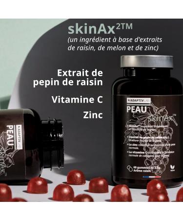 AdaptivLAB SkinAx SKIN - Food supplements based on Vitamin C Grape Seed and Zinc extracts - help fight the impacts of Stress and skin aging - Buy Online on GoSupps.com