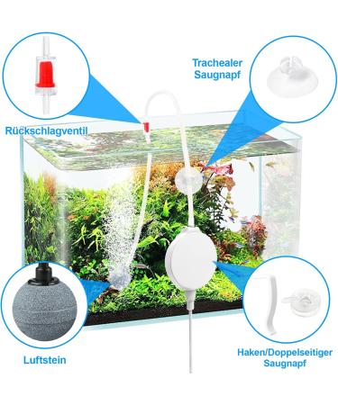 Super Quiet Aquarium Air Pump 35 dB - Soarfly Oxygen Pump with Check Valve & Accessories - Energy Efficient Mini 1.3W - Buy Online on GoSupps.com