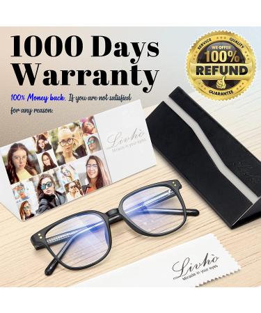 Livho Acetate Blue Light Blocking Glasses | Fashion Fake Eyeglass Frames for Women Men | Anti Blue Lens for Computer Gaming | Bright Black - Buy Online on GoSupps.com