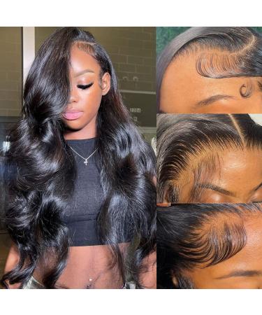 Body Wave Lace Front Wigs Human Hair Pre Plucked 13 4 HD Lace Front Wigs for Black Women Human Hair Glueless 180% Density Lace Frontal Wigs Bleached Knots 22 Inch Body Wave Glueless Wig Natural Color 22 Inch Natural Blac...