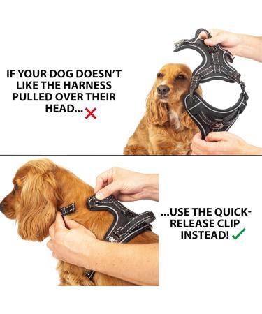 Elite Paws UK Premium Metal Buckle Dog Harness - Black Medium | Adjustable, Reflective, Padded Comfort | Front/Back Lead Attachments | Soft Handle Pet Walking Vest - Buy Online on GoSupps.com