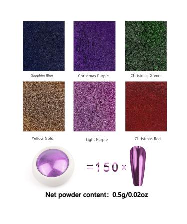Bishengyf 6-Piece Chrome Nail Powder Set | Metallic Glitter Pigments for Stunning Nail Art & Designs | Fluorescence Series - Buy Online on GoSupps.com