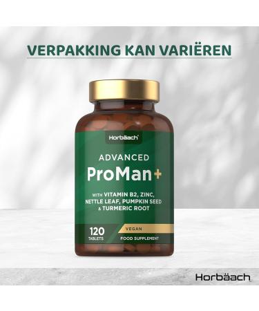 ProstaMan+ Complex 120 Vegan Tablets Complex with Vitamin B2 Zinc Pumpkin Extract and Turmeric High Strength from Horbaach - Buy Online on GoSupps.com