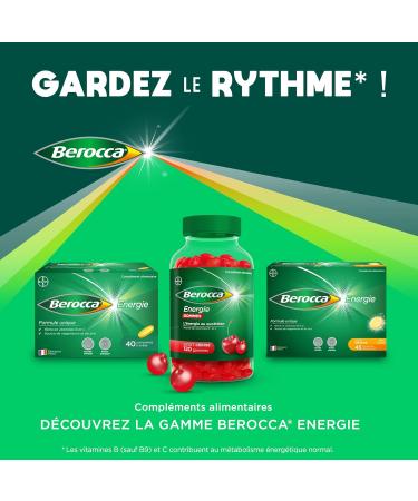 Berocca Energy Gums - Multivitamins Dietary Supplement - Source of Vitamins B* and Vitamin C - Reduces Fatigue Gives Energy to Everyday - Cherry Flavor - 120 Gums - Buy Online on GoSupps.com